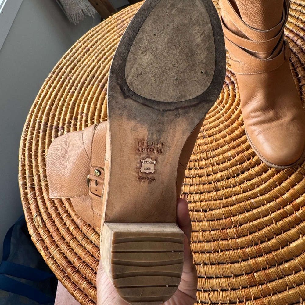 Stuart weitzman tan size 10 buttery Leather Ankle Boots with Buckle - Picture 6 of 9